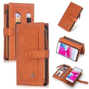 For iPhone 6 Plus / 6s Plus POLA Multi-function Fashion Magnetic Horizontal Flip Leather Case with Card Slots & Wallet & Photo Frame & Holder(Brown)