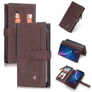 For iPhone XR POLA Multi-function Fashion Magnetic Horizontal Flip Leather Case with Card Slots & Wallet & Photo Frame & Holder(Coffee)