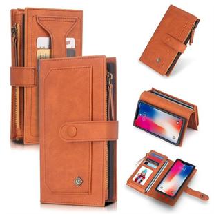 For iPhone XS Max POLA Multi-function Fashion Magnetic Horizontal Flip Leather Case with Card Slots & Wallet & Photo Frame & Holder(Brown)