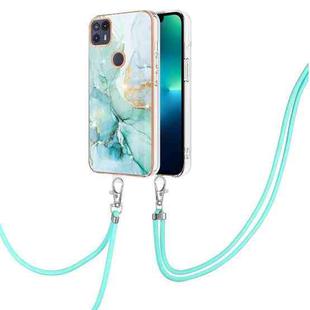 For Motorola Moto G50 5G Electroplating Marble IMD TPU Phone Case with Lanyard(Green 003)