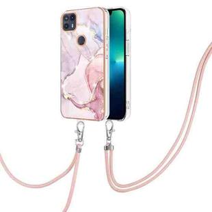 For Motorola Moto G50 5G Electroplating Marble IMD TPU Phone Case with Lanyard(Rose Gold 005)