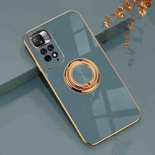 For Xiaomi Redmi Note 11 4G 6D Electroplating Full Coverage Silicone Phone Case with Magnetic Ring Holder(Grandma Ash)