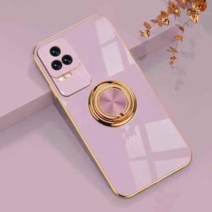For Xiaomi Redmi K40S 6D Electroplating Full Coverage Silicone Phone Case with Magnetic Ring Holder(Light Purple)