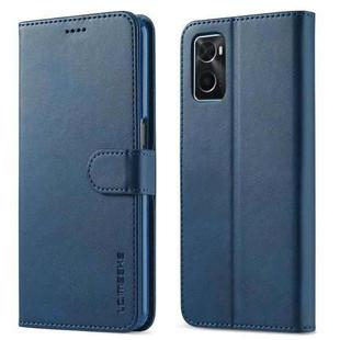 For OPPO Realme 9i / A36 / A76 LC.IMEEKE Calf Texture Leather Phone Case(Blue)