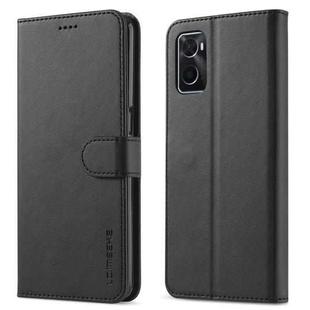 For OPPO Realme 9i / A36 / A76 LC.IMEEKE Calf Texture Leather Phone Case(Black)