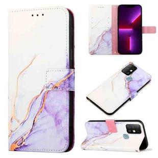 For Infinix Hot 10 X682 PT003 Marble Pattern Flip Leather Phone Case(White Purple LS006)