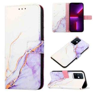 For Infinix Note 10 PT003 Marble Pattern Flip Leather Phone Case(White Purple LS006)