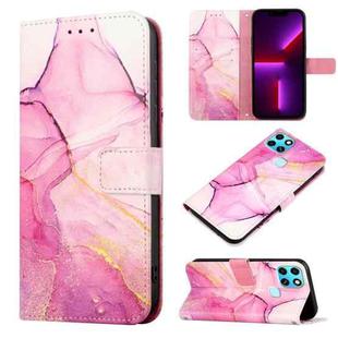 For Infinix Smart 6 PT003 Marble Pattern Flip Leather Phone Case(Pink Purple Gold LS001)