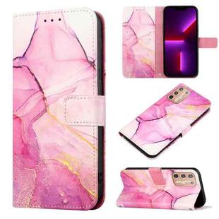 For Motorola Moto G9 Plus PT003 Marble Pattern Flip Leather Phone Case(Pink Purple Gold LS001)