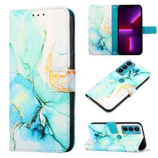 For Motorola Edge 20 PT003 Marble Pattern Flip Leather Phone Case(Green LS003)