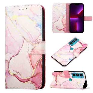 For Motorola Edge 20 PT003 Marble Pattern Flip Leather Phone Case(Rose Gold LS005)