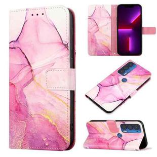 For Motorola Edge 2021 PT003 Marble Pattern Flip Leather Phone Case(Pink Purple Gold LS001)