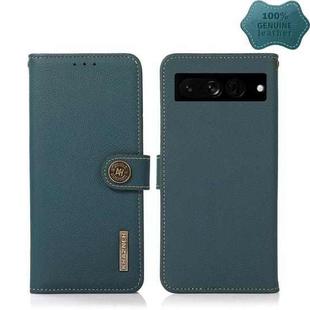 For Google Pixel 7 Pro 5G KHAZNEH Custer Genuine Leather RFID Phone Case(Green)