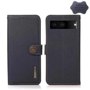 For Google Pixel 7 5G KHAZNEH Custer Genuine Leather RFID Phone Case(Blue)