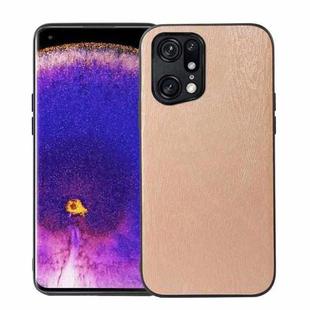 For OPPO Find X5 Pro Wood Texture PU Phone Case(Gold)