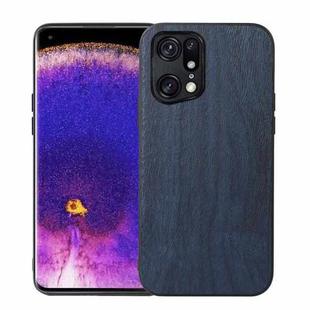 For OPPO Find X5 Pro Wood Texture PU Phone Case(Blue)
