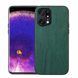 For OPPO Find X5 Pro Wood Texture PU Phone Case(Green)