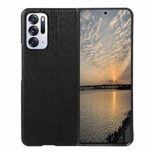 For OPPO Find N Wood Texture PU Phone Case(Black)