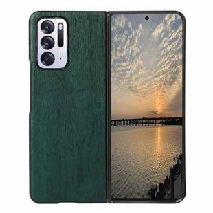 For OPPO Find N Wood Texture PU Phone Case(Green)