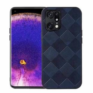 For OPPO Find X5 Pro Weave Plaid PU Phone Case(Blue)