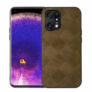 For OPPO Find X5 Pro Weave Plaid PU Phone Case(Green)