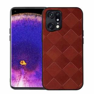 For OPPO Find X5 Pro Weave Plaid PU Phone Case(Brown)