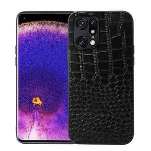 For OPPO Find X5 Pro Crocodile Top Layer Cowhide Leather Phone Case(Black)