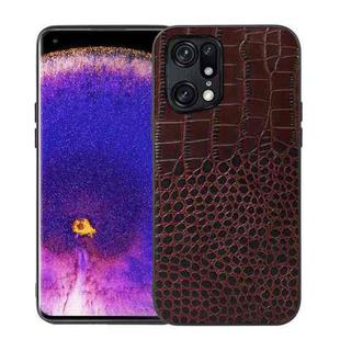For OPPO Find X5 Pro Crocodile Top Layer Cowhide Leather Phone Case(Coffee)