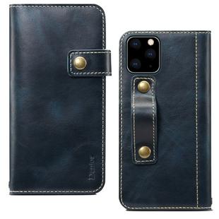 For iPhone 11 Pro Denior Oil Wax Cowhide DK Magnetic Button Horizontal Flip Leather Case with Holder & Card Slots & Wallet(Dark Blue)