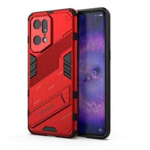 For OPPO Find X5 Pro Punk Armor 2 in 1 PC + TPU Shockproof Phone Case with Invisible Holder(Red)