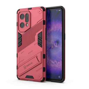 For OPPO Find X5 Punk Armor 2 in 1 PC + TPU Shockproof Phone Case with Invisible Holder(Light Red)