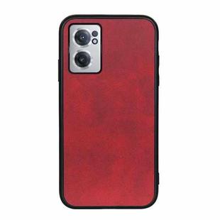 For OnePlus Nord CE 2 5G Two-color Cowhide Texture PU Shockproof Phone Case(Red)