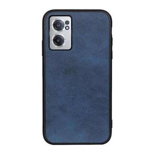 For OnePlus Nord CE 2 5G Two-color Cowhide Texture PU Shockproof Phone Case(Blue)