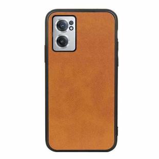 For OnePlus Nord CE 2 5G Two-color Cowhide Texture PU Shockproof Phone Case(Brown)