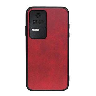 For Xiaomi Redmi K40S 5G Two-color Cowhide Texture PU Shockproof Phone Case(Red)