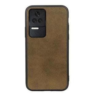 For Xiaomi Redmi K40S 5G Two-color Cowhide Texture PU Shockproof Phone Case(Green)