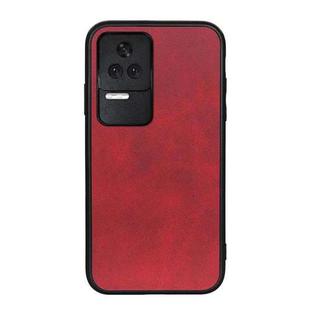 For Xiaomi Redmi K50/K50 Pro Fine Hole Version Two-color Cowhide Texture PU Shockproof Phone Case(Red)