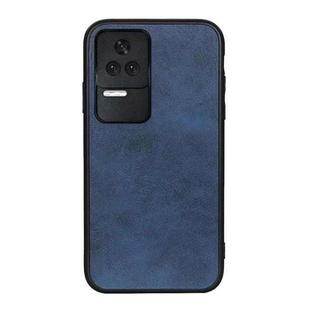 For Xiaomi Redmi K50/K50 Pro Fine Hole Version Two-color Cowhide Texture PU Shockproof Phone Case(Blue)