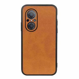 For Huawei nova 9 SE Fine Hole Version Two-color Cowhide Texture PU Shockproof Phone Case(Brown)
