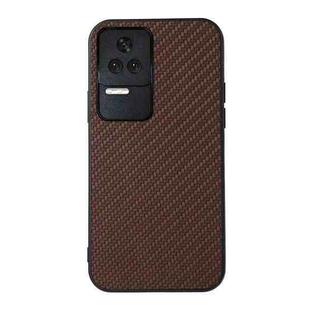 For Xiaomi Redmi K40S 5G Carbon Fiber Texture Shockproof Phone Case(Brown)