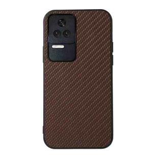 For Xiaomi Redmi K50/K50 Pro Fine Hole Carbon Fiber Texture Shockproof Phone Case(Brown)