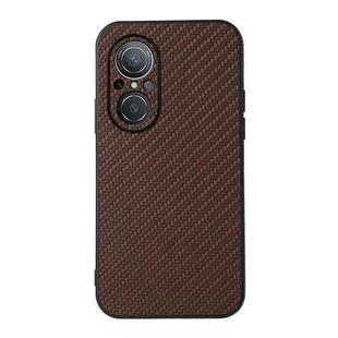 For Huawei nova 9 SE Fine Hole Carbon Fiber Texture Shockproof Phone Case(Brown)