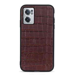 For OnePlus Nord CE 2 5G Crocodile Texture Genuine Leather Phone Case(Brown)