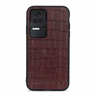 For Xiaomi Redmi K40S 5G Crocodile Texture Genuine Leather Phone Case(Brown)