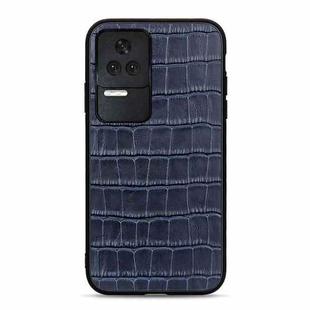 For Xiaomi Redmi K50/K50 Pro Fine Hole Crocodile Texture Genuine Leather Phone Case(Blue)