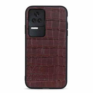 For Xiaomi Redmi K50/K50 Pro Fine Hole Crocodile Texture Genuine Leather Phone Case(Brown)
