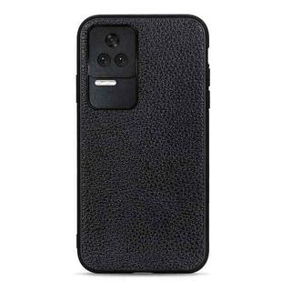 For Xiaomi Redmi K50/K50 Pro Fine Hole Version Litchi Texture Genuine Leather Phone Case(Black)