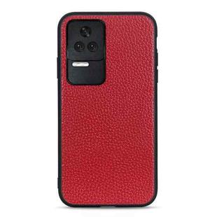 For Xiaomi Redmi K50/K50 Pro Fine Hole Version Litchi Texture Genuine Leather Phone Case(Red)