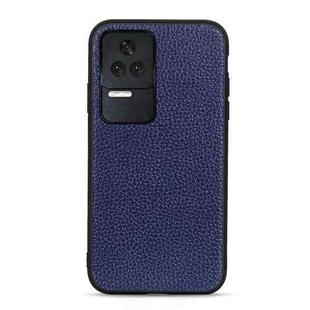 For Xiaomi Redmi K50/K50 Pro Fine Hole Version Litchi Texture Genuine Leather Phone Case(Blue)