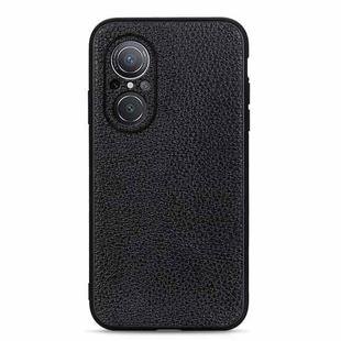 For Huawei nova 9 SE Fine Hole Version Litchi Texture Genuine Leather Phone Case(Black)